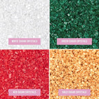 Sweets Indeed Christmas Baking Sugar Crystals 4-Pack – 4.52 oz | White, Red, Green & Gold Sparkling Sugars | Holiday & Everyday Dessert Decorating Set
