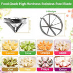 Commercial Lemon Cutter 8-Section with V-Shaped 420 Stainless Steel Blades，Easy Wedger Stainless Steel Blade Fruit Lime Slicer NSF Certified Easy-to-Use for Bar Restaurant (8-Section)