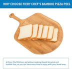 18” Bamboo Pizza Peel - Lightweight Smooth Wooden Pizza Paddle and Pizza Cutting Board with 8 Slice Grooves, Outdoor Pizza Oven Accessories, 25.6 Inch x 18 Inch