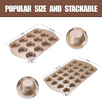 Nonstick Muffin & Cupcake Pan Set (2 Pack) - 12 Cup Regular + 24 Cup Mini Muffin Tins | Heavy Duty Gold Carbon Steel, Rust-Resistant, Easy Release