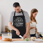 Funny Grilling Aprons for Men - BBQ Cooking Apron with 2 Pockets, Adjustable Neck Strap and 40" Long Ties - That's What I Do I Grill and I Know Things