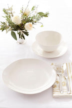 Portmeirion Sophie Conran Arbor Dinner Plate| Set of 4 Dinner, Pasta, and Appetizer Plates | 11 Inch Organic Shape Stoneware | Microwave and Dishwasher Safe – (Creamy White)