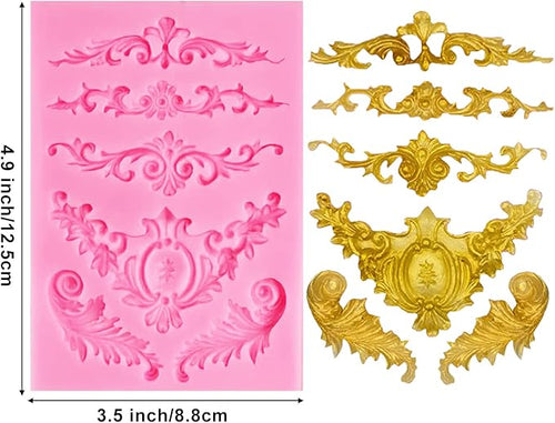 3 Pack Baroque Fondant Molds, Silicone, Scroll Border Lace, Curlicues, Gum Paste, Candy, Chocolate, Baking Molds, Birthday, Wedding, Party, DIY Cake