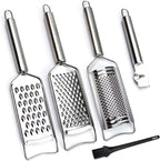 Cheese Grater Lemon Zester Grater with Handle Kitchen Grater Set of 5 Stainless Steel for Cheese Spices Ginger Garlic Chocolate Vegetable Fruit