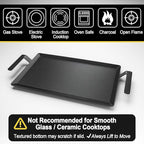 Carbon Steel Griddle for Gas Grill, 19.6" x 10.5" Double Burner Griddle Comes with Grill Press, Griddle Pan for Stove Top, Versatile Stovetop Oven, Induction Cooktop, Flat Top Plate for Charbroil Etc
