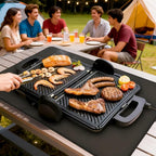Heat Resistant Mat Under BBQ Grill, Fireproof Mat to Protect Outdoor Prep Grill Table, Waterproof & Oilproof BBQ Mats for Portable Charcoal, Gas Grills, Pizza Oven (Black,16 x 24in)