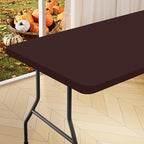 homing Rectangle Table Cloth Cover, Waterproof Polyester Elastic Fitted Tablecloth, Fits for 4 Foot Folding Tables, Washable Table Protector for Fall, Thanksgiving, Harvest Party (Coffee, 30" x 48")