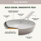 GreenPan Nova 8” & 10” 2 Piece Frying Pan Skillet Set, Oprah’s Favorite Things 2024, Induction Suitable PFAS-Free Nontoxic Ceramic Nonstick, Dishwasher & Oven Safe, Quick Even Heating, Clay