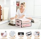 SpaceWhisper 10 Pack Clear Storage Bags, Plastic Blanket Storage Bags with Zipper and Handle, Moving Bags for Comforter, Bedding & Clothes, Closet Organizer and Under Bed Storage (15.7x13.8x3.9 Inch)