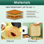 Air Fryer Liners Disposable 8" Square, 500 Pcs Unbleached Parchment Paper Liners for Airfryer Basket, Non-Stick & Leakproof Baking Paper for Oven & Pan