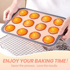 12-Cup Silicone Muffin Pan for Baking - Premium Nonstick Muffin Tin with Metal Reinforced Frame, Easy to Clean Silicone Cupcake Molds, Dishwasher & Oven Safe BPA Free