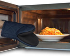 Short Oven Mitts, Heat Resistant Silicone Kitchen Mini Oven Mitts for 500 Degrees, Non-Slip Grip Surfaces and Hanging Loop Gloves, Baking Grilling Barbecue Microwave Machine Washable, 1 Piece