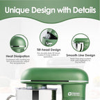 Kitchen in the box Stand Mixer - 6.5 Quart Mixing Bowl with Handle, 900 Watt Powerful Heavy Bread Dough Standing Mixers Tilt-head with Dough Hook, Whisk, Flat Beater and Splash Guard (Green)