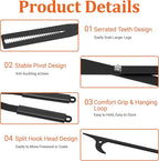 GARVIN Heavy Duty Fire Tongs & Poker Set, 27.7" Long-Handle Carbon Steel Log Grabber with Serrated Grip, Fire Tools Sets For Fire Pit & Fireplace, Wood Stoves, Campfires, Bonfires & BBQ Grills
