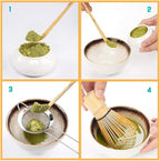 Bamboo Matcha Whisk and Bowl Set - Authentic Matcha Kit for Traditional Tea, 9 Pcs