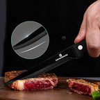 G.a HOMEFAVOR Steak Knife Set: 8-Piece Stainless Steel Sharp Serrated Knives Set with PP Handle for Kitchen, Full Black