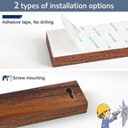 Dmore magnetic knife holder for wall—with 2 hooks, No Drilling 23 Inch walnut knife magnetic strip, Powerful knife magnet rack, include Adhesive Tape and screws for Knives, Utensils, and Tools
