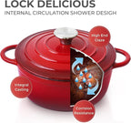 Trustmade 4.5 QT Cast Iron Dutch Oven, Enamel Coated Cookware Pot with Self Basting Lid for Home Baking, Braiser, Cooking, Red