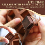 HKNMTT Chocolate Molds Silicone for Hard Candy Butter, 4 Pcs Small Bite Size Heart Star Sqaure Shapes Truffle Caramel Mould, Homemade Wax Melts Food Grade Baking Set Oven Safe Kit