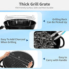18.5-Inch Portable Charcoal Grill, Heavy Duty Kettle BBQ Smoker with Built-in Thermometer & Removable Water-Rinsable Ash Catcher for Outdoor Camping, Patio, Backyard, and Tailgating