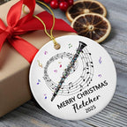 Awesome Clarinet Musical Ceramic Ornament, Custom Text Year Name Clarinetist Xmas Tree Ornaments Gift for Women Men Clarinet Instrument Player, Personalized Clarinets Ceramic Christmas Ornament 2025