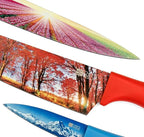 CHEF'S VISION Landscape Knife Set - 6-Piece Stainless Steel Cutting Knives Set for Kitchen with Stunning Nature Scenes - Perfect House Warming Gift for Women or Men - Unique Kitchen Knife Set Gift