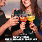 Berlinzo Premium Clear Ice Cube Maker with Conversation Ice Prints – 8 Large 2.1" Crystal Clear Ice Squares – Giftable Idea for Party, Game Night & Just for Fun – Includes Storage Bag (Non-Electric)
