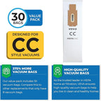 30 Pack Type CC HEPA Vacuum Bags for Oreck XL, XL5, XL7, XL21, 2000, 3000, 4000, 7000, 8000, 9000 Upright Vacuum Cleaner, Premium Hypo-Allergenic Bags