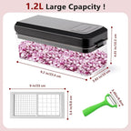 Vegetable Chopper, Onion Chopper Dicer, Mandoline Slicer, Food Chopper with Container, Vegetable Cutter for Salad Potato Carrot Garlic（2 Blades, Black White）