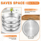 BEWOS 103 Pcs 7.4" Round Cake Pans - Nonstick Stainless Steel Cake Pans with 100 Pcs Parchment Paper, Non-Toxic Cake Baking Pans with Handles, Mirror Finish & Dishwasher Safe