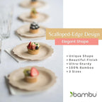 Bambu Pack of 25-7 Inch Disposable Bamboo Plates Fancy, Biodegradable Eco Friendly Products, Bamboo Disposable Plates for Party, Weddings, and Events, Great For Any Occasion, Compostable Plates
