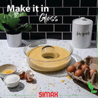 SIMAX Glass Bundt Cake Pan, Shallow (4.75”), Heat, Cold, and Shock Proof, Holds 2.1 Quarts (8.4 Cups), Made in Europe, Great for Ring Cakes, Puddings, Desserts, Monkey Bread, and More