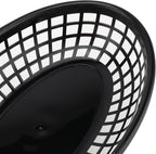 60 Pack 9x5.7x1.6 Inch Black Plastic Fast Food Baskets, Restaurant Serving Basket, Oval Fast Food Serving Baskets for Picnic, Chicken, Burgers and Fries