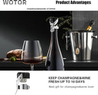 WOTOR Champagne&Wine Bottle Stoppers Stainless Steel with Food Grade Silicone, Leak Proof Keep Fresh Reusable Saver, Cork Suitable for Wine, Champagne, Cava, Prosecco and Sparkling (8 Pack Silver）