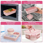 moleath Bento Box with 6 Removable Compartments Lunch Box, Microwave & Dishwasher Safe, Leakproof BPA-Free Snack Containers Ideal for Office, Picnic, Camping, Party, Travel, Pink