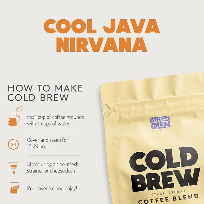 Birch Glen Roasters Cold Brew Coffee | Flavored Coarse Ground Coffee | Medium Roast | Artisanal Roasting | 100% Arabica |1 LB Bag | German Chocolate Cake
