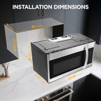 BLACK+DECKER Over the Range Microwave Oven with Air Fryer, Convection, and Bake Modes, 1.5 cu.ft., Stainless Steel, 900 Watts, EC942K6CE-SS