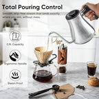 COZII Gooseneck Electric Kettle with ±1°F Temperature Control, 1200W Quick Heating for Pour Over Coffee & Tea, 0.9L Water Boiler with 24H Keep Warm & Auto Shut Off, Stainless Steel Interior, Silver
