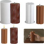 2 Pack Stripe Cylinder Pillar Spiral Candle Resin Mold - Resin Casting Silicone Molds for Home Decor & Candle Making Wave Spiral Mold