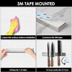 Enkrio Knife Magnetic Strip - Upgraded 15.7 Inch Stainless Steel Magnetic Knife Holder for Wall with 3M Type, Magnet Knife Strip Bar Rack for Kitchen Utensil & Tool Holder