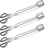 3Pcs 16 Inch Extra Long Stainless Steel Kitchen Scissor Tongs, Non-Slip Comfortable Red Grip, Heat Resistant for BBQ and Cooking