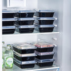 24 oz Meal Prep Containers With Lids Reusable 50 Pack Extra-thick Plastic Food Storage Black Disposable To Go Lunch Box BPA Free Stackable Microwave Dishwasher Freezer Safe (Formerly FULING)