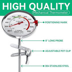 BOMATA 2-Pack Waterproof IP67 Candy Thermometers with Pot Clip, Deep Fry Oil Thermometer with Upgraded 2.5in Large Display for Cooking, Food, Turkey, BBQ, Grill... Mth400