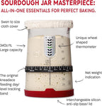 KneadAce Sourdough Starter Kit – 34oz Starter Jar, 2 Cotton Rope Banneton Proofing Baskets, Magnetic Bread Lame for Scoring – Gift for Bakers & Complete Sourdough Bread Baking Set
