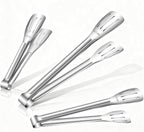 Stainless Steel Kitchen Tong Set - Anti-Slip Heat-Resistant Grip, Widened 3-Line Slotted Heads for Easy Clamping (Steaks, BBQ, Pasta, Salads), Easy Clean for Versatile Use Set of 3-6" 9" 11", Silver