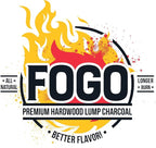 FOGO Super Premium Hardwood Lump Charcoal, Natural Large Sized Lump Charcoal, 17.6 Pound Bag and FOGO Fogostarters Natural Fire Starters, 30 Count Box, Bundle