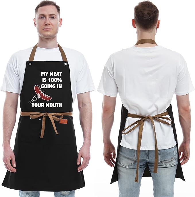 REHAVE Funny Gifts for Men and Women – Naughty Birthday Gifts for Husband, Boyfriend, Fiance, Guy, Him, Friends – Grilling gifts – Unique Birthday Gifts – Men's Cooking BBQ Apron Joke Gifts for Him