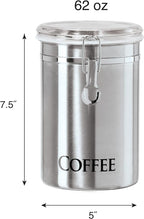 OGGI Stainless Steel Canister 62oz - Airtight Clamp Lid, Clear See-Thru Top. Large Size 5" x 7.5" & Jumbo 8" Stainless Steel Flour Clamp Canister - Airtight Food Storage Container Ideal, Dry Foods