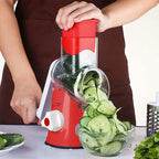 Rotary Cheese Grater Grinder Vegetable Shredder 3-in-1 Vegetable Slicer Shredder for Cheese Potato Onion Cucumber Carrot Red