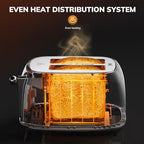 Keenstone Smart Touch Screen Toaster 2 Slice, Retro Wide Slot Stainless Steel Toaster with 6 Browning Levels, Reheat & Defrost, for Bagel, Toast, Bread, Removable Crumb Tray, Green